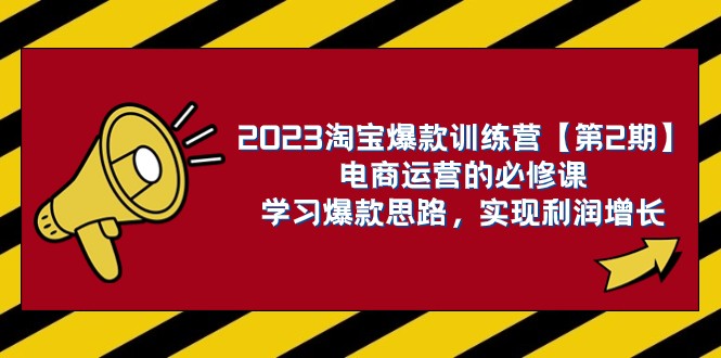 2023淘宝爆款训练营【第2期】电商运营的必修课，学习爆款思路 实现利润增长-恒创联盟资源网