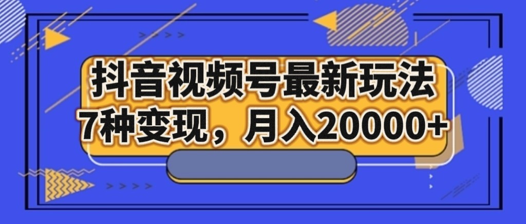 抖音视频号最新玩法，7种变现，月入20000+-恒创联盟资源网