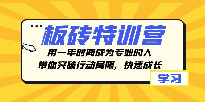 板砖特训营，用一年时间成为专业的人，带你突破行动局限，快速成长-恒创联盟资源网