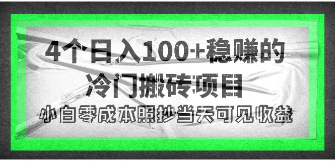 （4041期）4个稳赚的冷门搬砖项目，每个项目日入100+小白零成本照抄当天可见收益-恒创联盟资源网