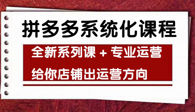(4259期)车神陪跑,拼多多系统化课程,全新系列课+专业运营给你店铺出运营方向-恒创联盟资源网