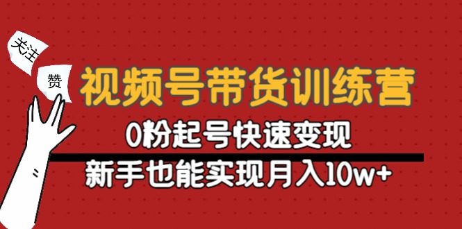 （4446期）视频号带货训练营：0粉起号快速变现，新手也能实现月入10w+-恒创联盟资源网