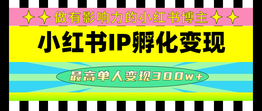 （4612期）某收费培训-小红书IP孵化变现：做有影响力的小红书博主，最高单人变现300w+-恒创联盟资源网