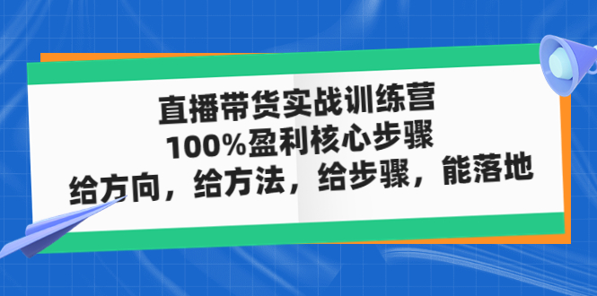 （4785期）直播带货实战训练营：100%盈利核心步骤，给方向，给方法，给步骤，能落地-恒创联盟资源网