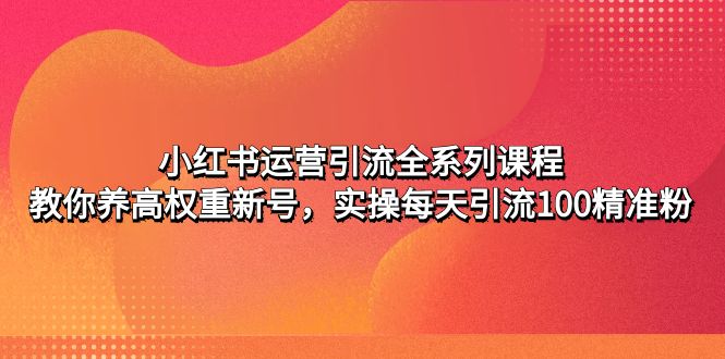 （4950期）小红书运营引流全系列课程：教你养高权重新号，实操每天引流100精准粉-恒创联盟资源网
