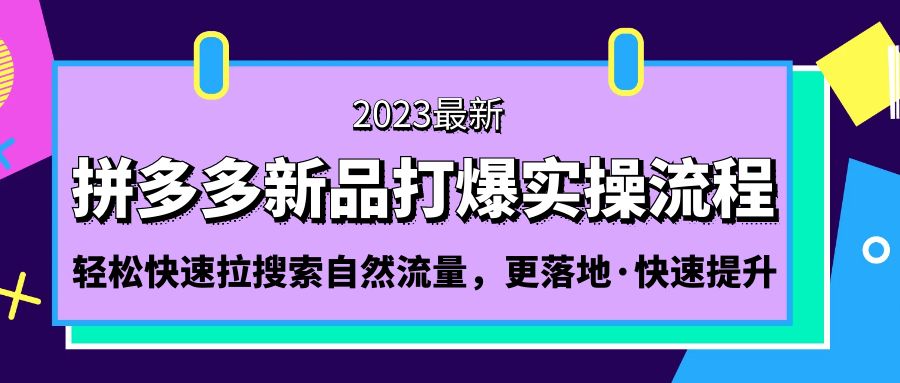 （5036期）拼多多-新品打爆实操流程：轻松快速拉搜索自然流量，更落地·快速提升!-恒创联盟资源网