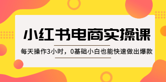 （5190期）小红书·电商实操课：每天操作3小时，0基础小白也能快速做出爆款！-恒创联盟资源网