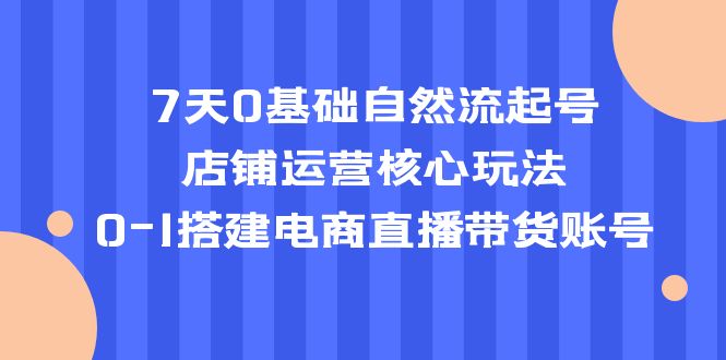 （5350期）7天0基础自然流起号，店铺运营核心玩法，0-1搭建电商直播带货账号-恒创联盟资源网