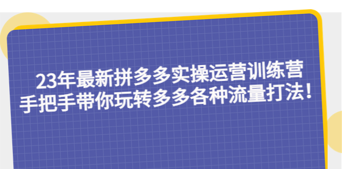（5435期）23年最新拼多多实操运营训练营：手把手带你玩转多多各种流量打法！-恒创联盟资源网