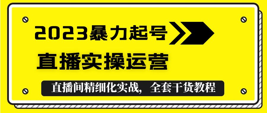 （5475期）2023暴力起号+直播实操运营，全套直播间精细化实战，全套干货教程！-恒创联盟资源网