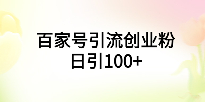 （5994期）百家号引流创业粉日引100+有手机电脑就可以操作！-恒创联盟资源网