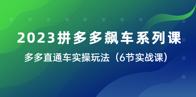 (6030期)2023拼多多飙车系列课,多多直通车实操玩法(6节实战课)-恒创联盟资源网