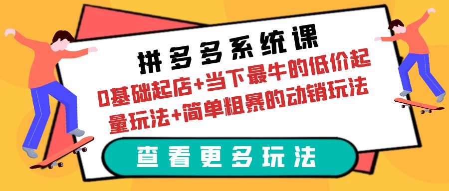（6217期）拼多多系统课：0基础起店+当下最牛的低价起量玩法+简单粗暴的动销玩法-恒创联盟资源网