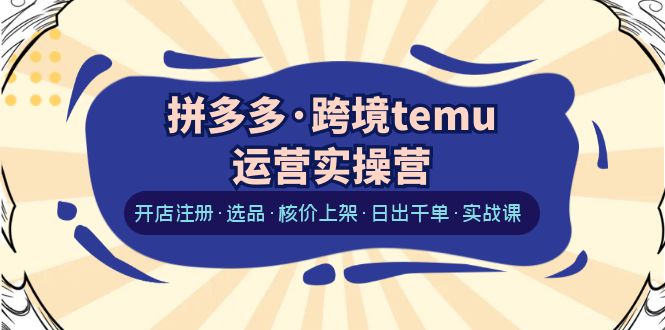 (6319期)拼多多·跨境temu运营实操营:开店注册·选品·核价上架·日出千单·实战课-恒创联盟资源网