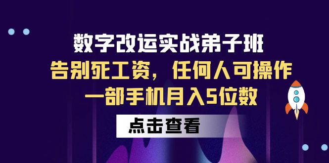 (6350期)数字 改运实战弟子班:告别死工资,任何人可操作,一部手机月入5位数-恒创联盟资源网