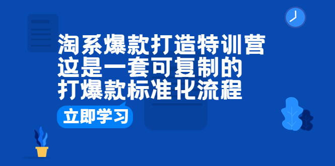 （6478期）淘系爆款打造特训营：这是一套可复制的打爆款标准化流程-恒创联盟资源网