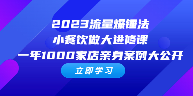 （6485期）2023流量 爆锤法，小餐饮做大进修课，一年1000家店亲身案例大公开-恒创联盟资源网
