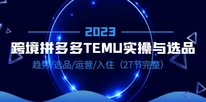 (6550期)2023跨境·拼多多·TEMU实操与选品,趋势·选品·运营·入住(27节完整)-恒创联盟资源网