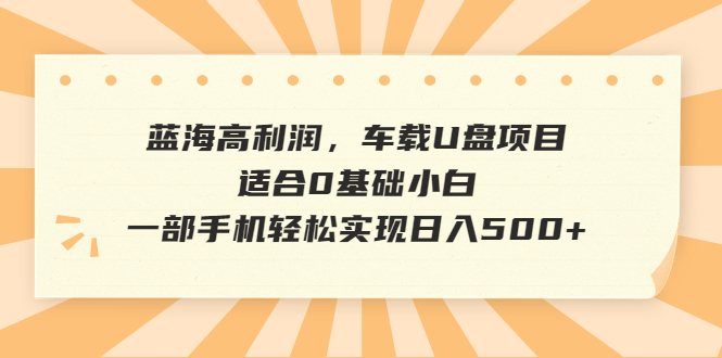 （6600期）蓝海高利润，车载U盘项目，适合0基础小白，一部手机轻松实现日入500+-恒创联盟资源网