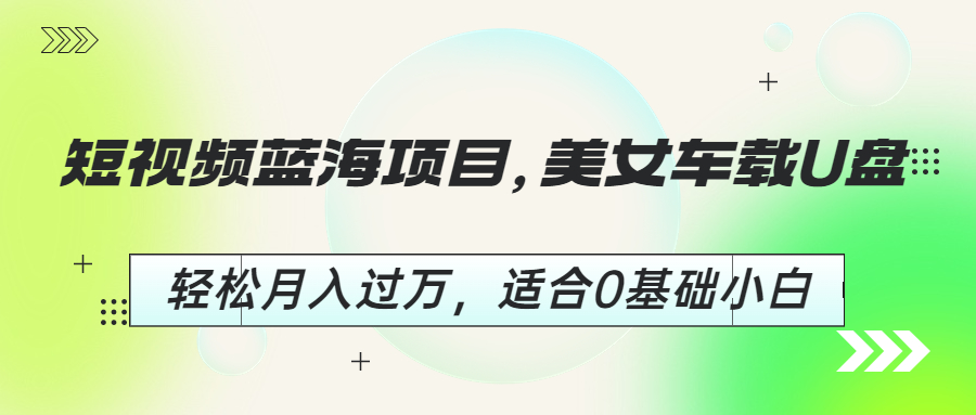 （6619期）短视频蓝海项目，美女车载U盘，轻松月入过万，适合0基础小白-恒创联盟资源网