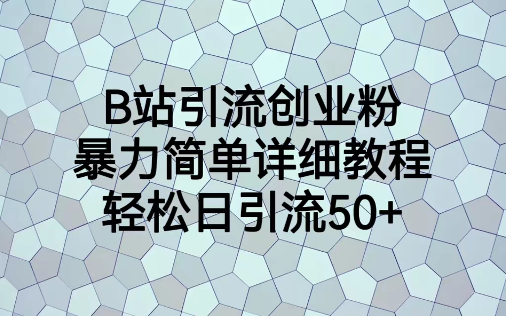 （6639期）B站引流创业粉，暴力简单详细教程，轻松日引流50+-恒创联盟资源网
