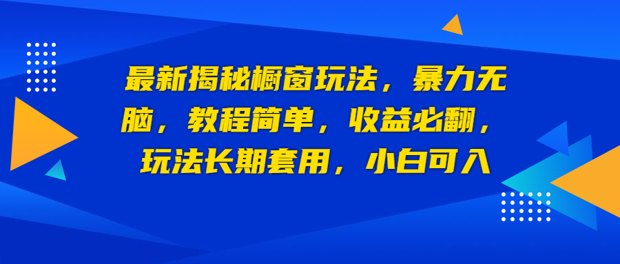 （6649期）最新揭秘橱窗玩法，暴力无脑，收益必翻，玩法长期套用，小白可入-恒创联盟资源网