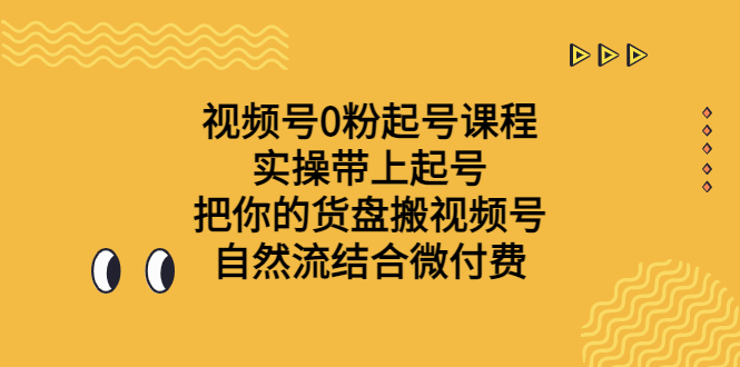 (6749期)视频号0粉起号课程 实操带上起号 把你的货盘搬视频号 自然流结合微付费-恒创联盟资源网