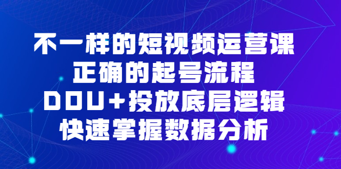 (6768期)不一样的短视频 运营课,正确的起号流程,DOU+投放底层逻辑,快速掌握数…-恒创联盟资源网