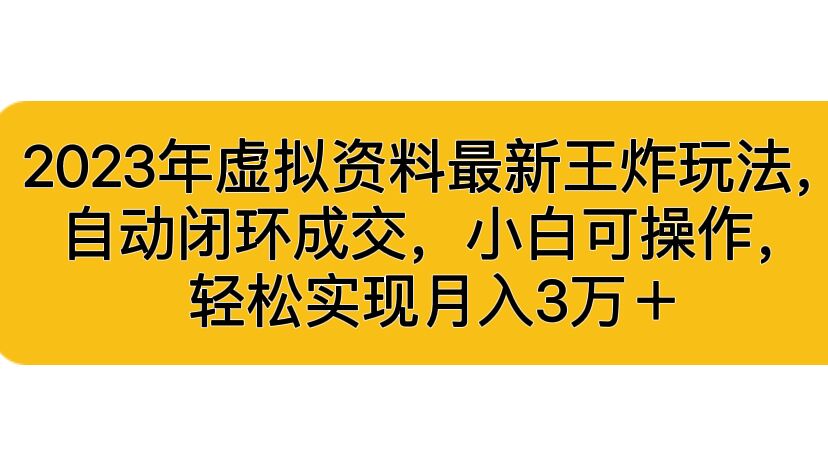 （6773期）2023年虚拟资料最新王炸玩法，自动闭环成交，小白可操作，轻松实现月入3…-恒创联盟资源网