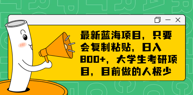 （6780期）最新蓝海项目，只要会复制粘贴，日入800+，大学生考研项目，目前做的人极少-恒创联盟资源网