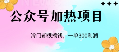 （6916期）冷门公众号加热项目，一单利润300+-恒创联盟资源网