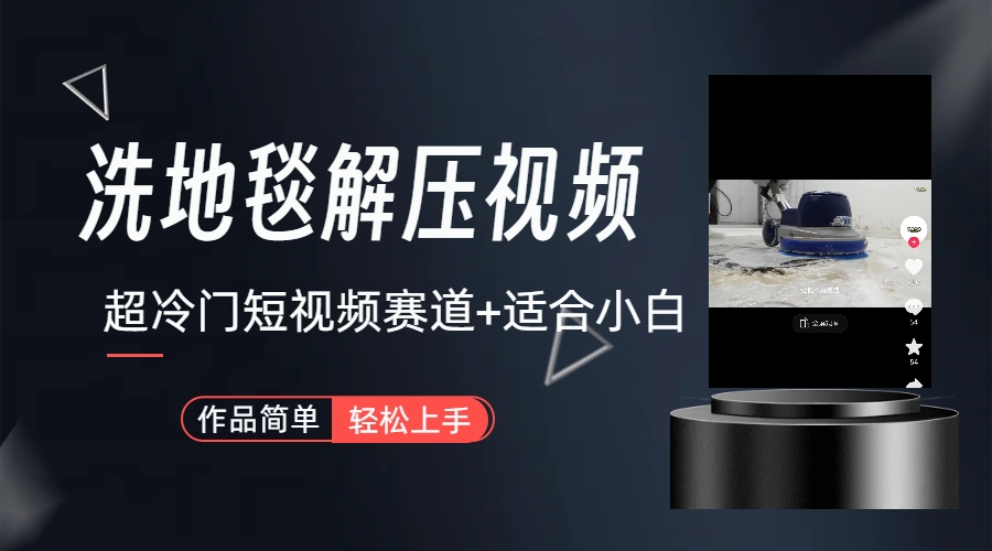 (6938期)超冷门抖音短视频赛道-清洗地毯解压视频-简单无脑怼作品(教程+素材)-恒创联盟资源网