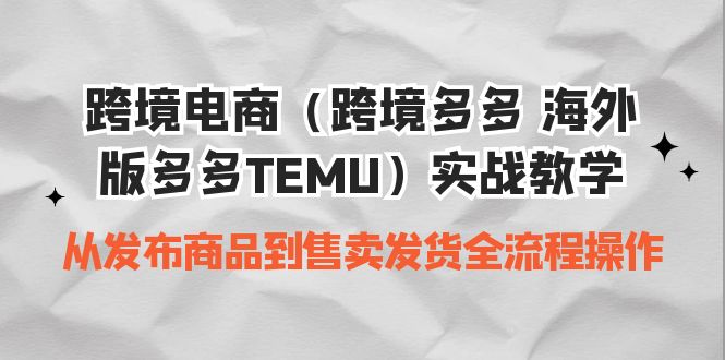 （6989期）跨境电商（跨境多多 海外版多多TEMU）实操教学 从发布商品到售卖发货全流程-恒创联盟资源网