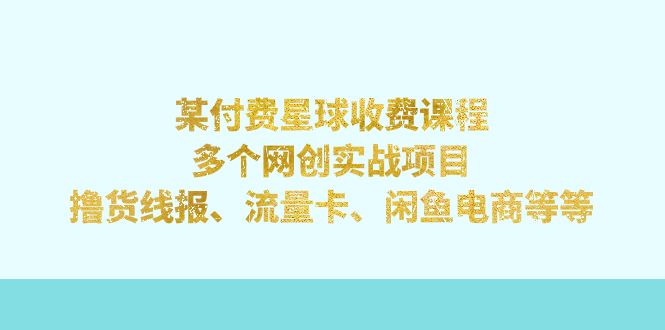 （7199期）某付费星球课程：多个网创实战项目，撸货线报、流量卡、闲鱼电商等等-恒创联盟资源网