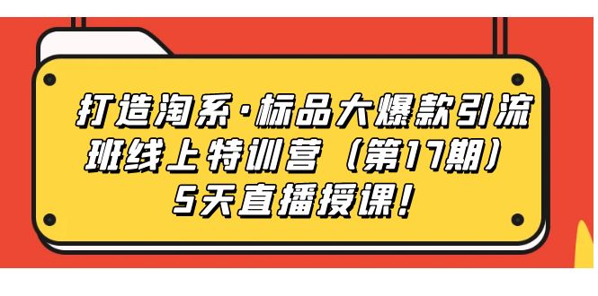 （7226期）打造淘系·标品大爆款引流班线上特训营（第17期）5天直播授课！-恒创联盟资源网
