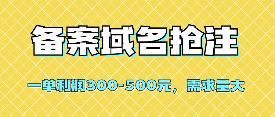 (7277期)【全网首发】备案域名抢注,一单利润300-500元,需求量大-恒创联盟资源网