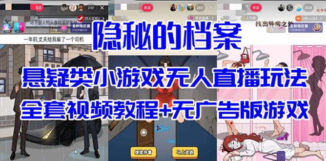 (7335期)抖音爆火的悬疑解谜小游戏【隐秘的档案】无人直播玩法【教程+游戏+工具】-恒创联盟资源网