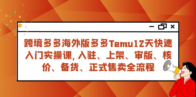 (7686期)跨境多多海外版多多Temu12天快速入门实战课,从入驻 上架到正式售卖全流程-恒创联盟资源网