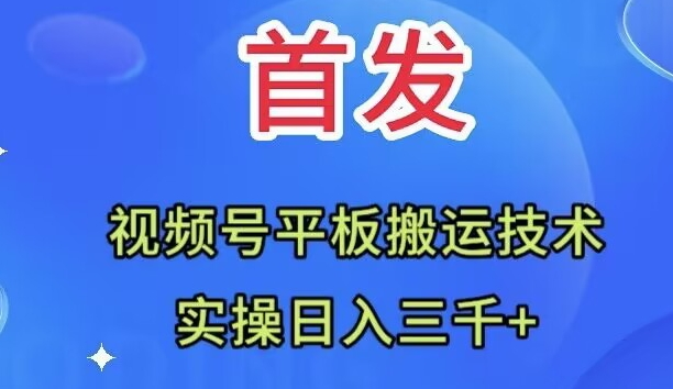 （7843期）全网首发：视频号平板搬运技术，实操日入三千＋-恒创联盟资源网
