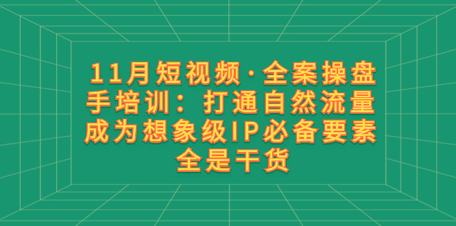 （8182期）11月短视频·全案操盘手培训：打通自然流量 成为想象级IP必备要素 全是干货-恒创联盟资源网