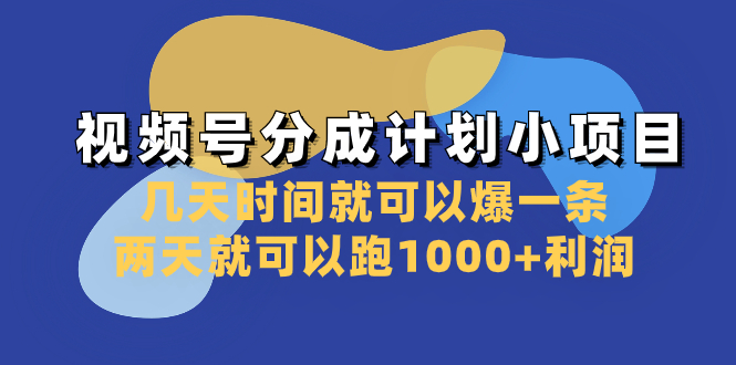 （8232期）视频号分成计划小项目：几天时间就可以爆一条，两天就可以跑1000+利润-恒创联盟资源网