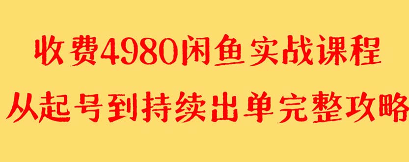 （8359期）外面收费4980闲鱼无货源实战教程 单号4000+-恒创联盟资源网