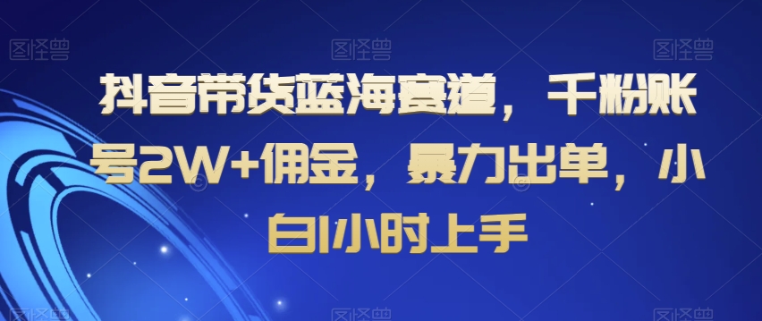 抖音带货蓝海赛道,千粉账号2W+佣金,暴力出单,小白1小时上手【揭秘】-恒创联盟资源网