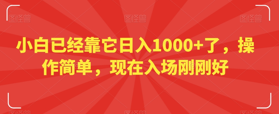 小白已经靠它日入1000+了，操作简单，现在入场刚刚好【揭秘】-恒创联盟资源网