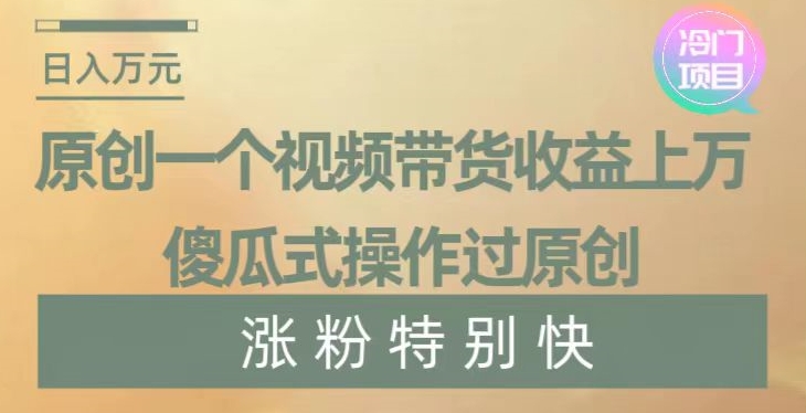 原创一个视频带货收益上万，傻瓜式操作过原创，几分钟做一个视频涨粉特别快【揭秘】-恒创联盟资源网