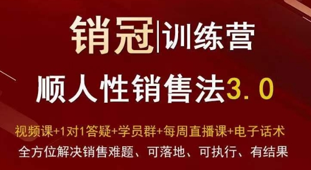 爆款!销冠训练营3.0之顺人性销售法,全方位解决销售难题、可落地、可执行、有结果-恒创联盟资源网