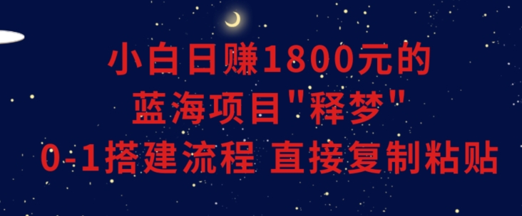 小白能日赚1800元的蓝海项目”释梦”0-1搭建流程可直接复制粘贴长期做-恒创联盟资源网
