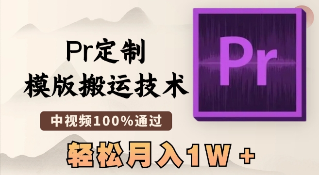 最新Pr定制模版搬运技术，中视频100%通过，几分钟一条视频，轻松月入1W＋【揭秘】-恒创联盟资源网
