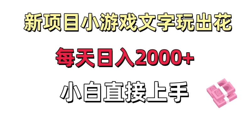 新项目小游戏文字玩出花日入2000+,每天只需一小时,小白直接上手-恒创联盟资源网