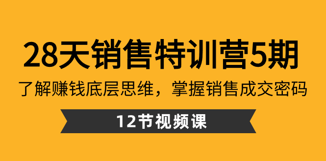 （8659期）28天·销售特训营5期：了解赚钱底层思维，掌握销售成交密码（12节课）-恒创联盟资源网